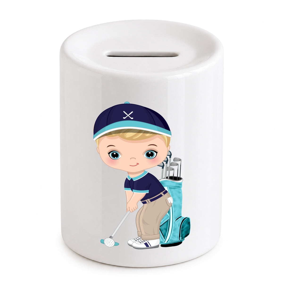 Golf Piggy Bank for Boy Personalised Golf Funds Savings gift