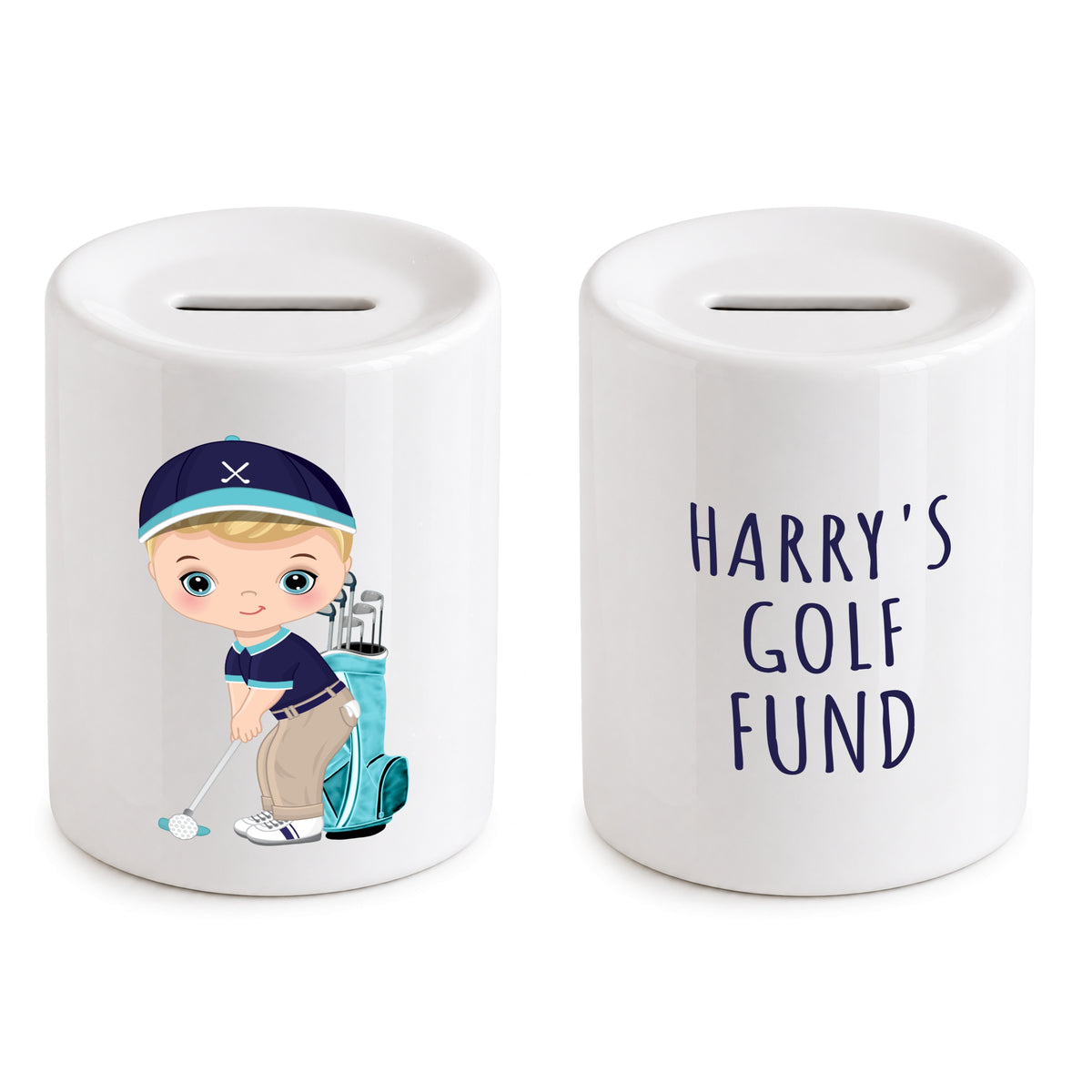 Golf Piggy Bank for Boy Personalised Golf Funds Savings gift