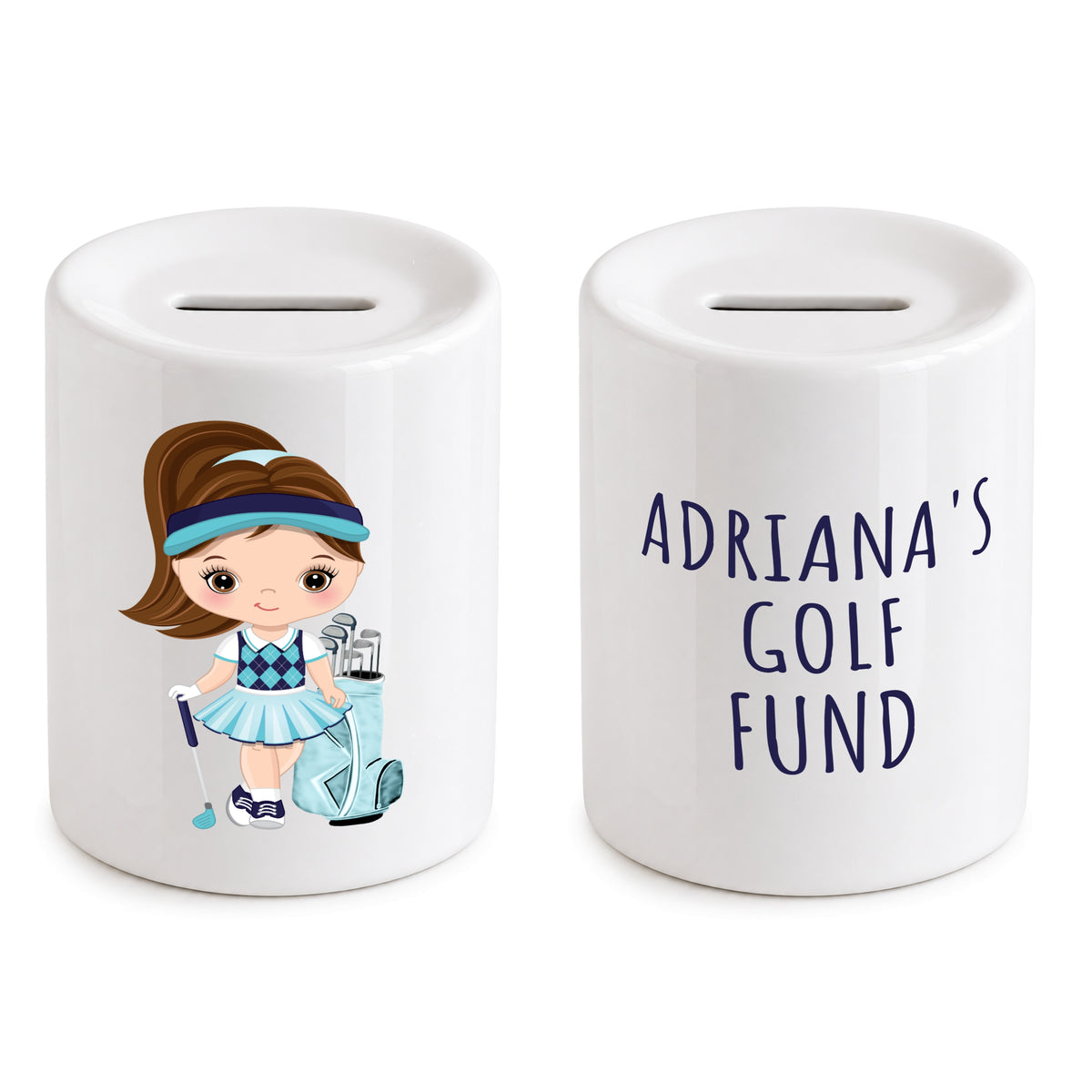 Golf Piggy Bank for Girl Personalised Golf Funds Savings gift