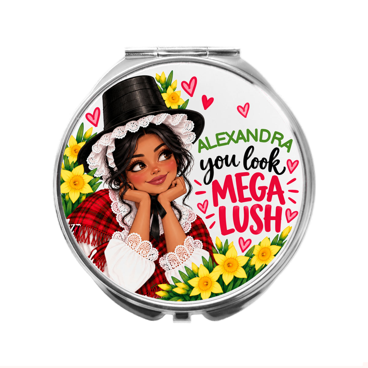 Personalised Welsh Lady Compact Mirror, Mega Lush gift for Wales girl