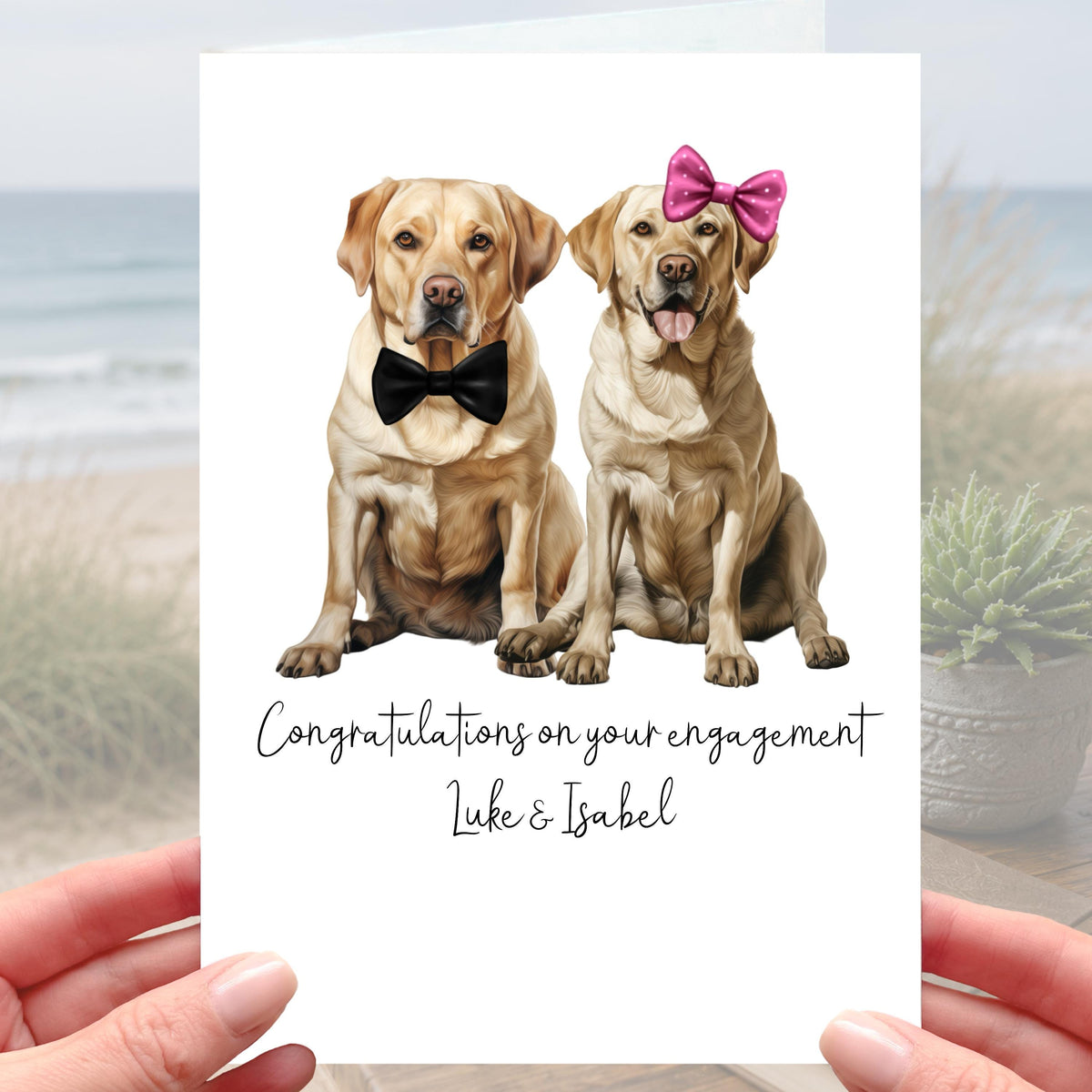 Labrador Engagement Card Personalised Dog Golden Black Chocolate