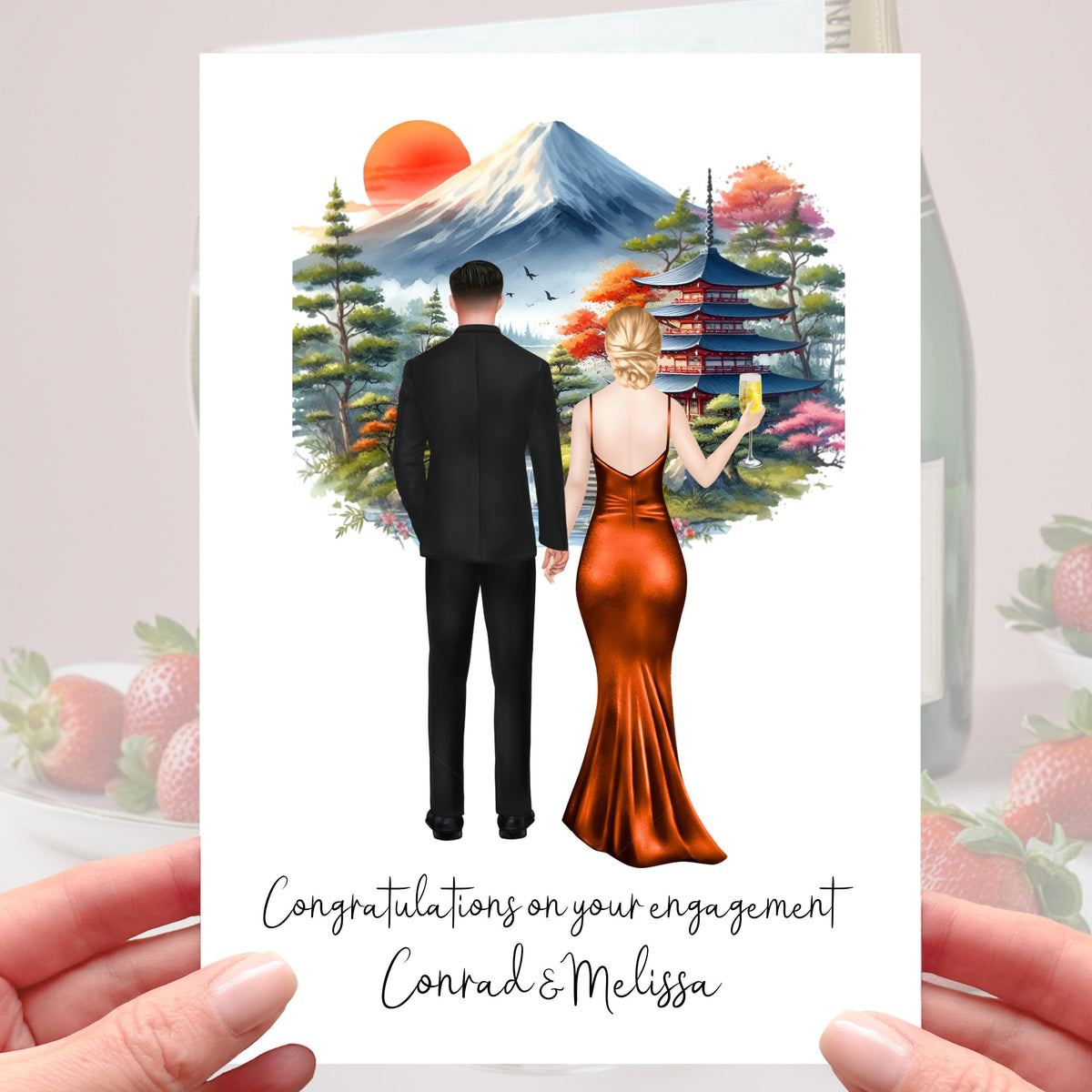 Japan Engagement Card Personalised Mount Fuji