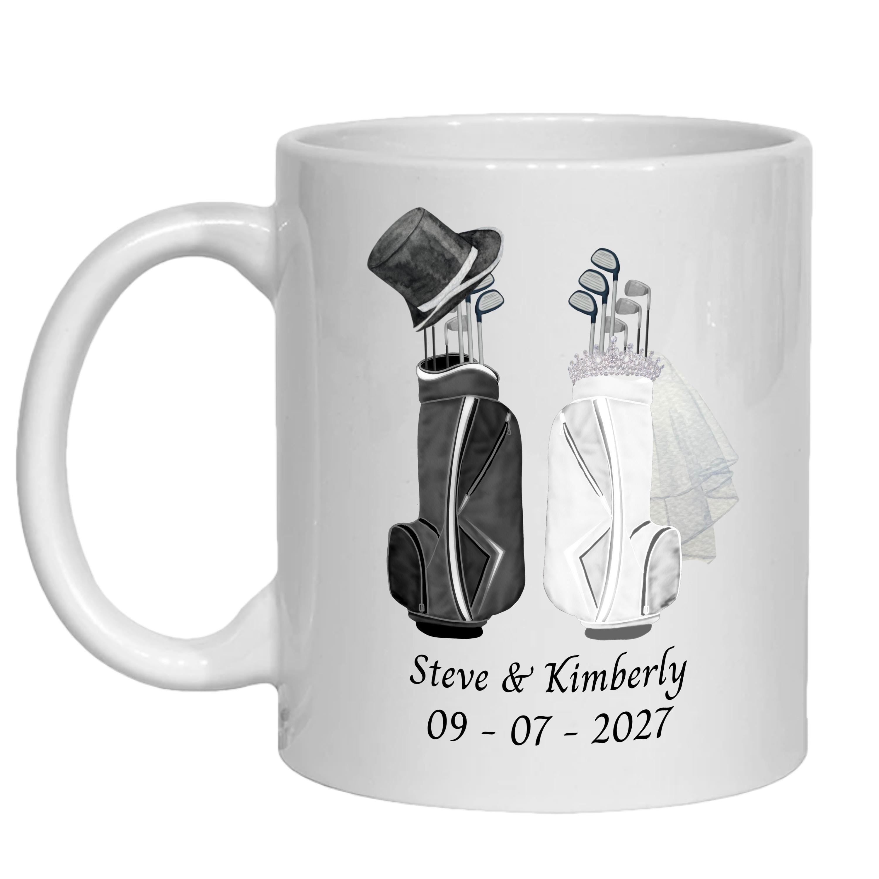 Personalised Golf Wedding Mug gift for Bride & Groom