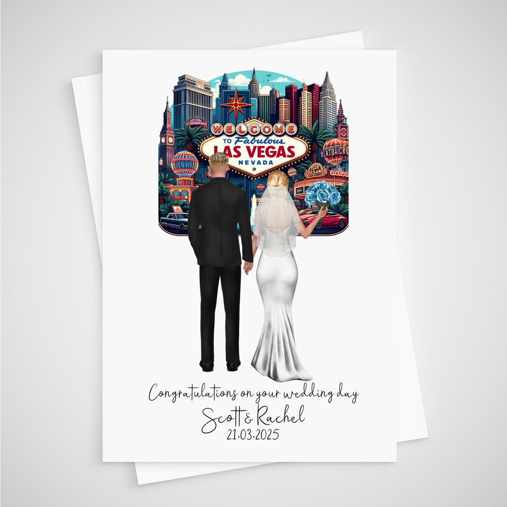 Las Vegas Wedding Card Personalised Bride & Groom