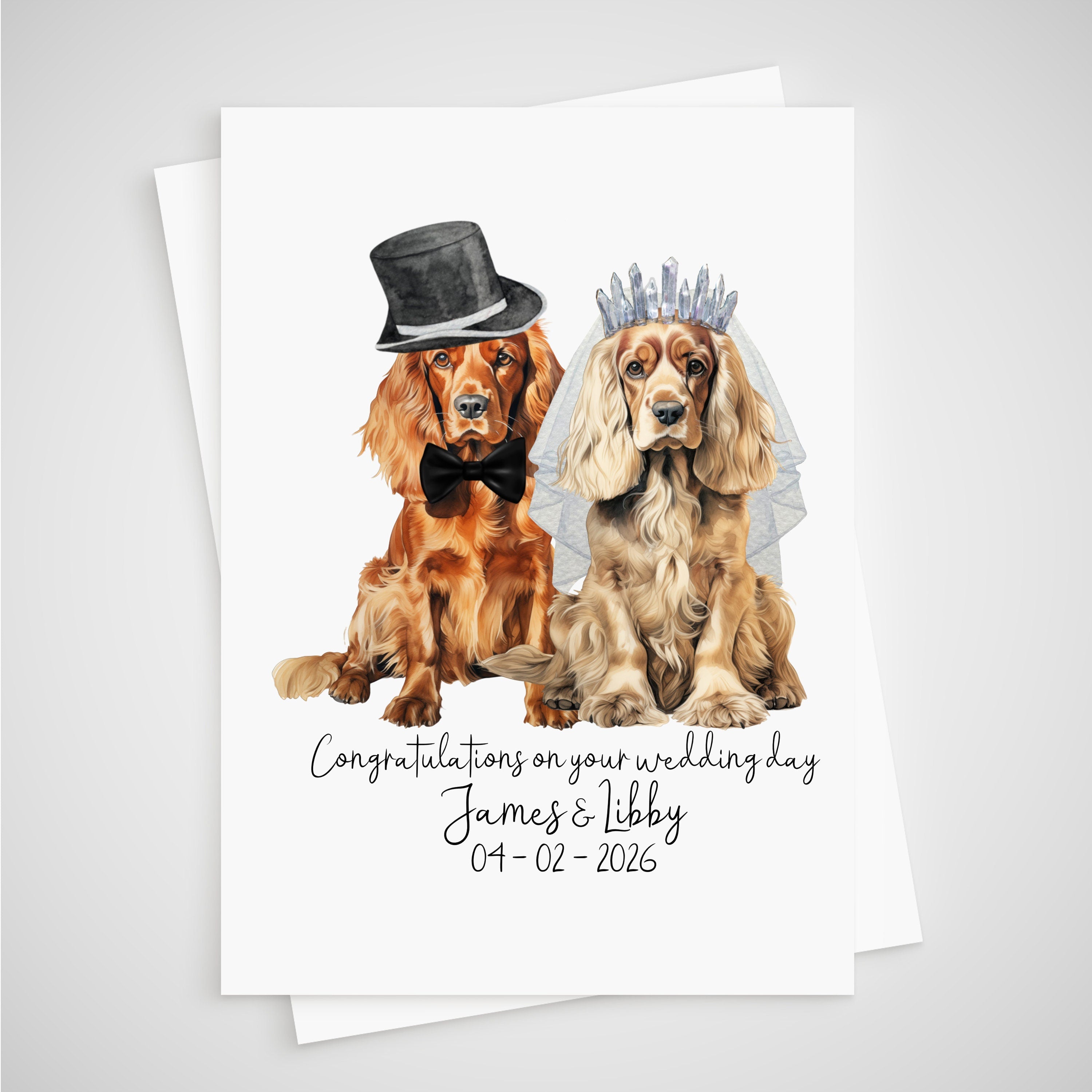 Cocker Spaniel Wedding Card Personalised Bride & Groom Dog