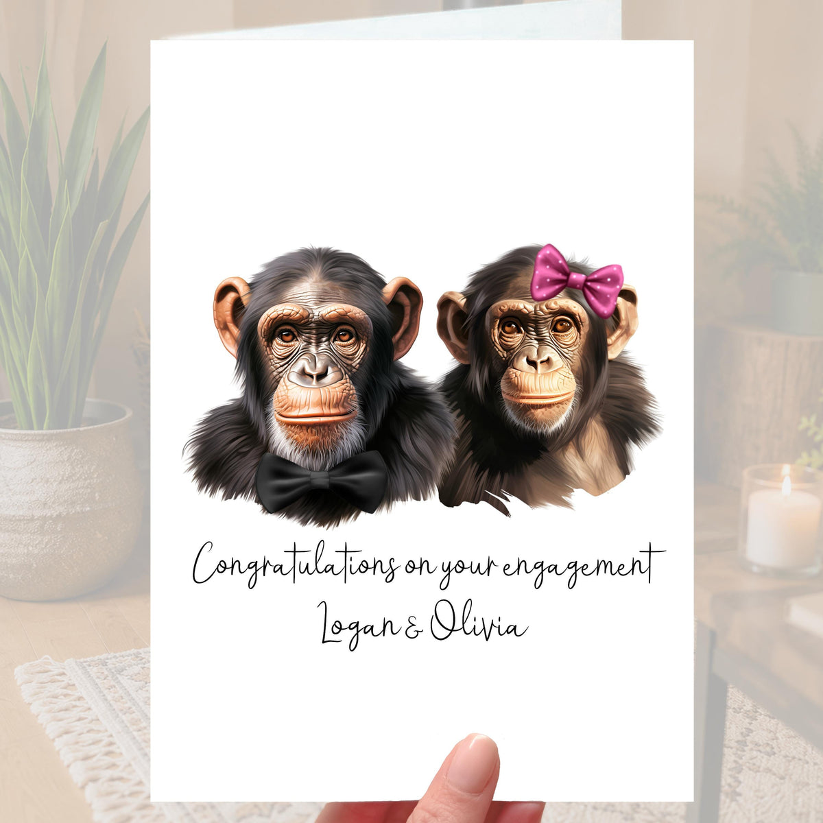 Chimpanzee Engagement Card Personalised Chimp