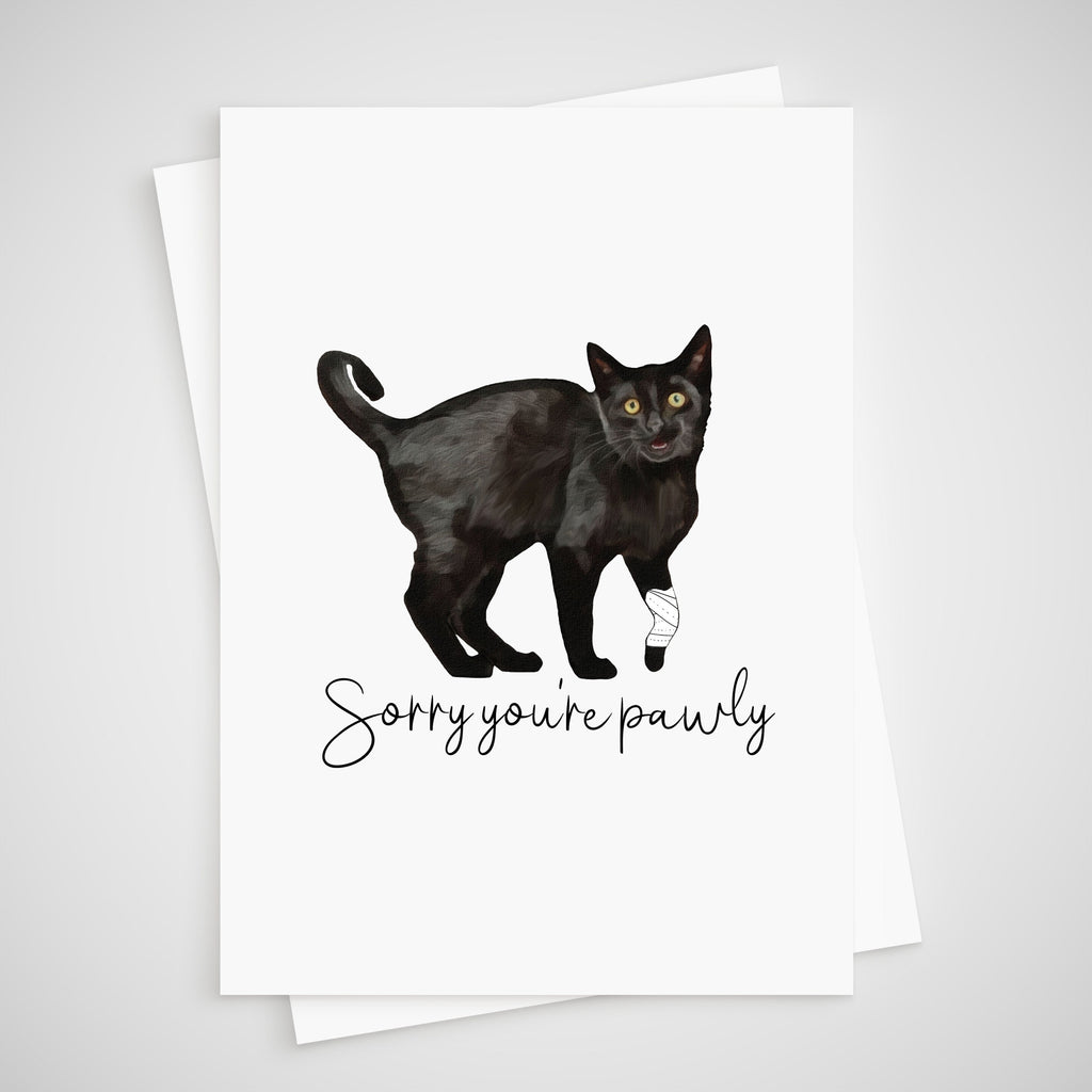 Cat Knee Operation Get Well Card Broken Leg Sorry you're pawly poorly