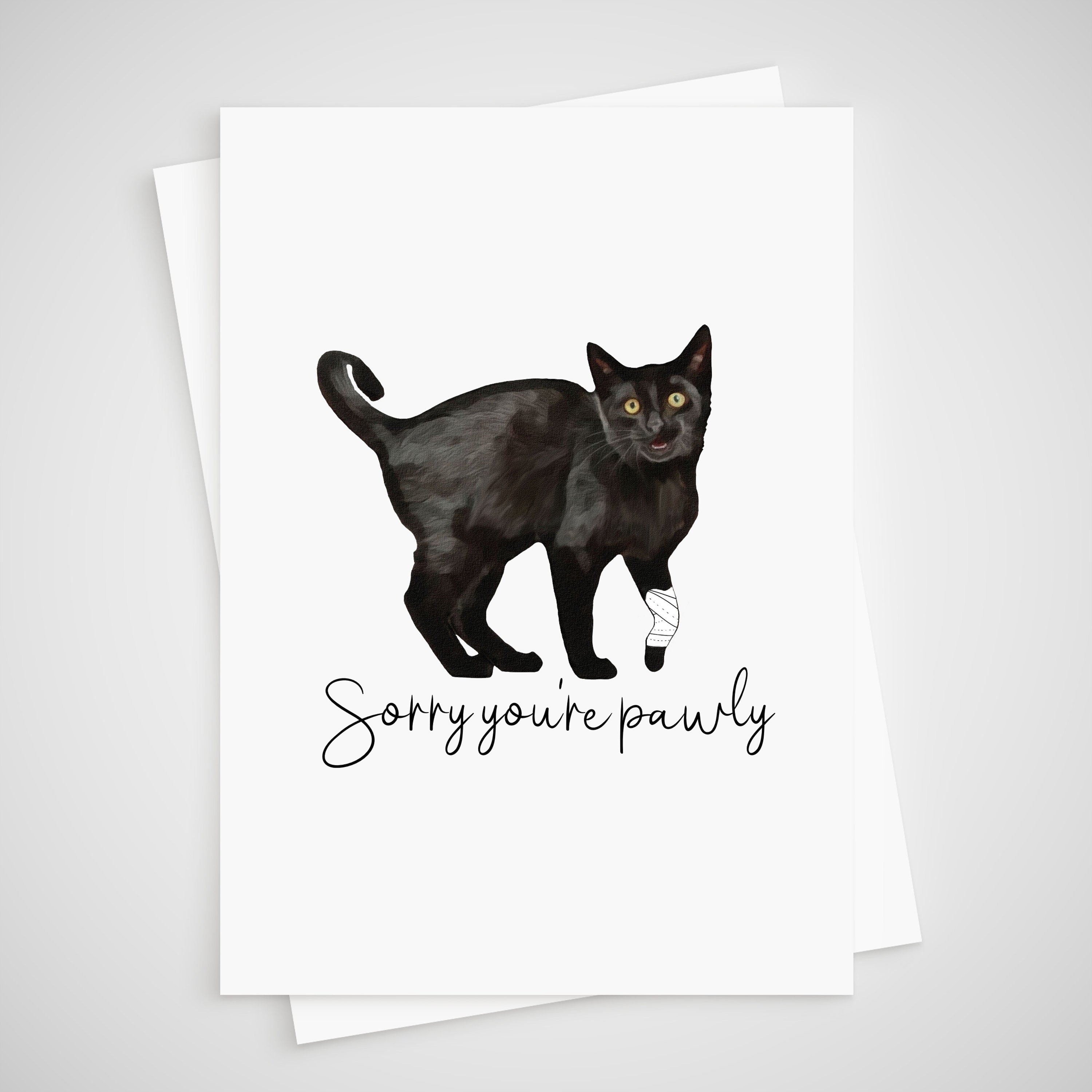Cat Knee Operation Get Well Card Broken Leg Sorry you're pawly poorly