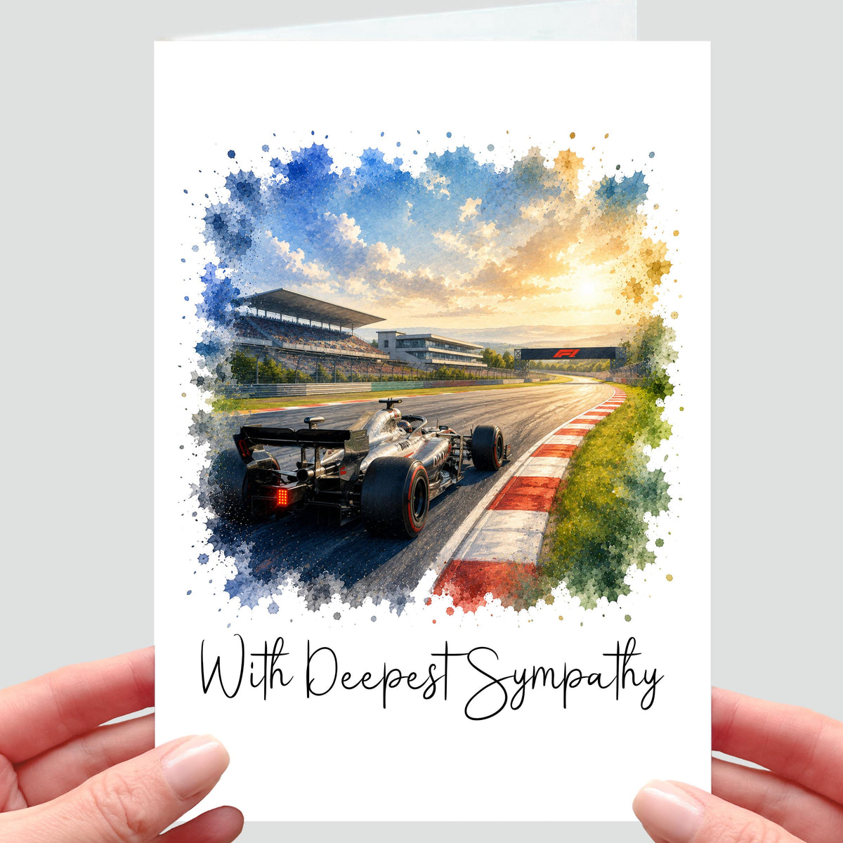 Racing Car Sympathy Card Grief Mourning Bereavement Motorsport