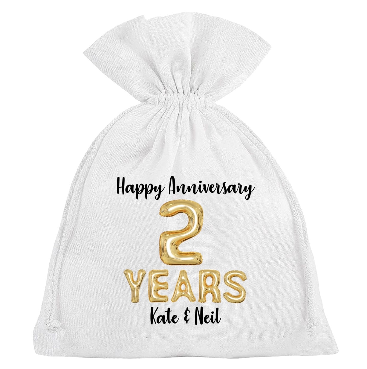 Personalized 2nd Anniversary Cotton Gift Bag