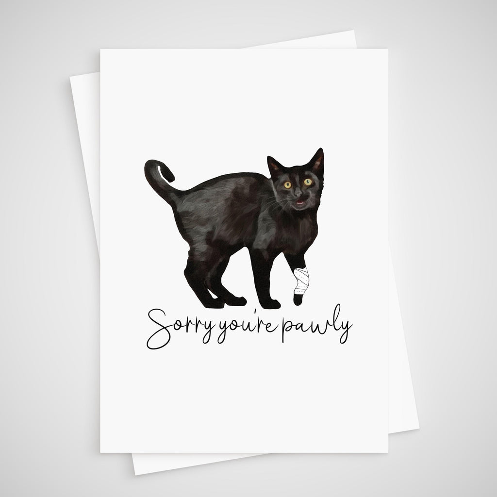 Set of 3 Cat Get Well Cards, Cone of Shame, knee operation replacement