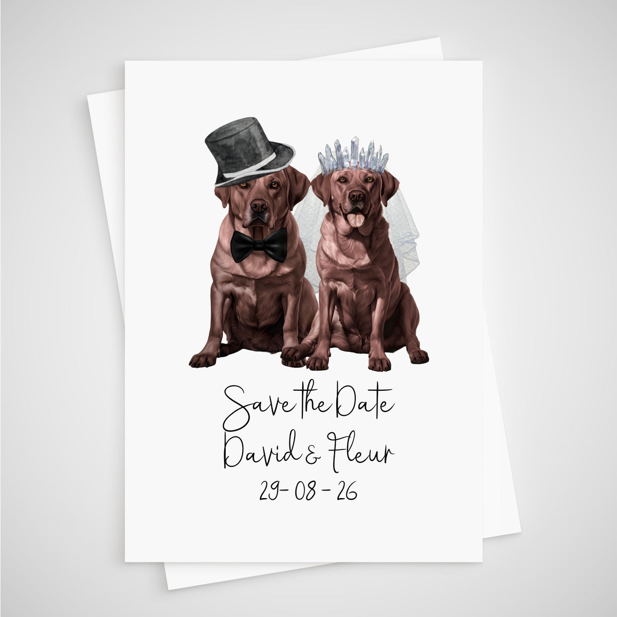 Personalized Dog Wedding Save the Date Card: husky, irish setter, jack russell, king charles cavalier, golden black chocolate labrador, labradoodle
