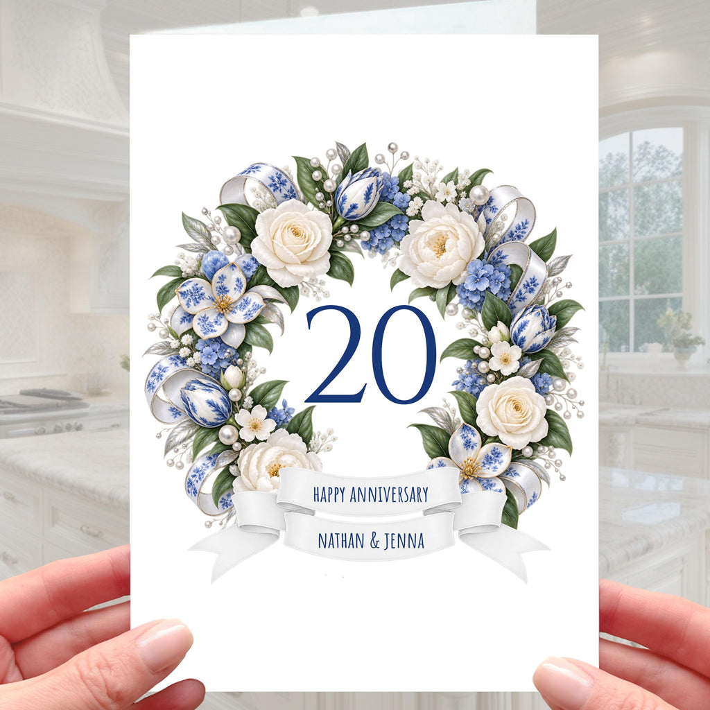 Happy 20th Anniversary Card - Personalised China Wedding 20 years