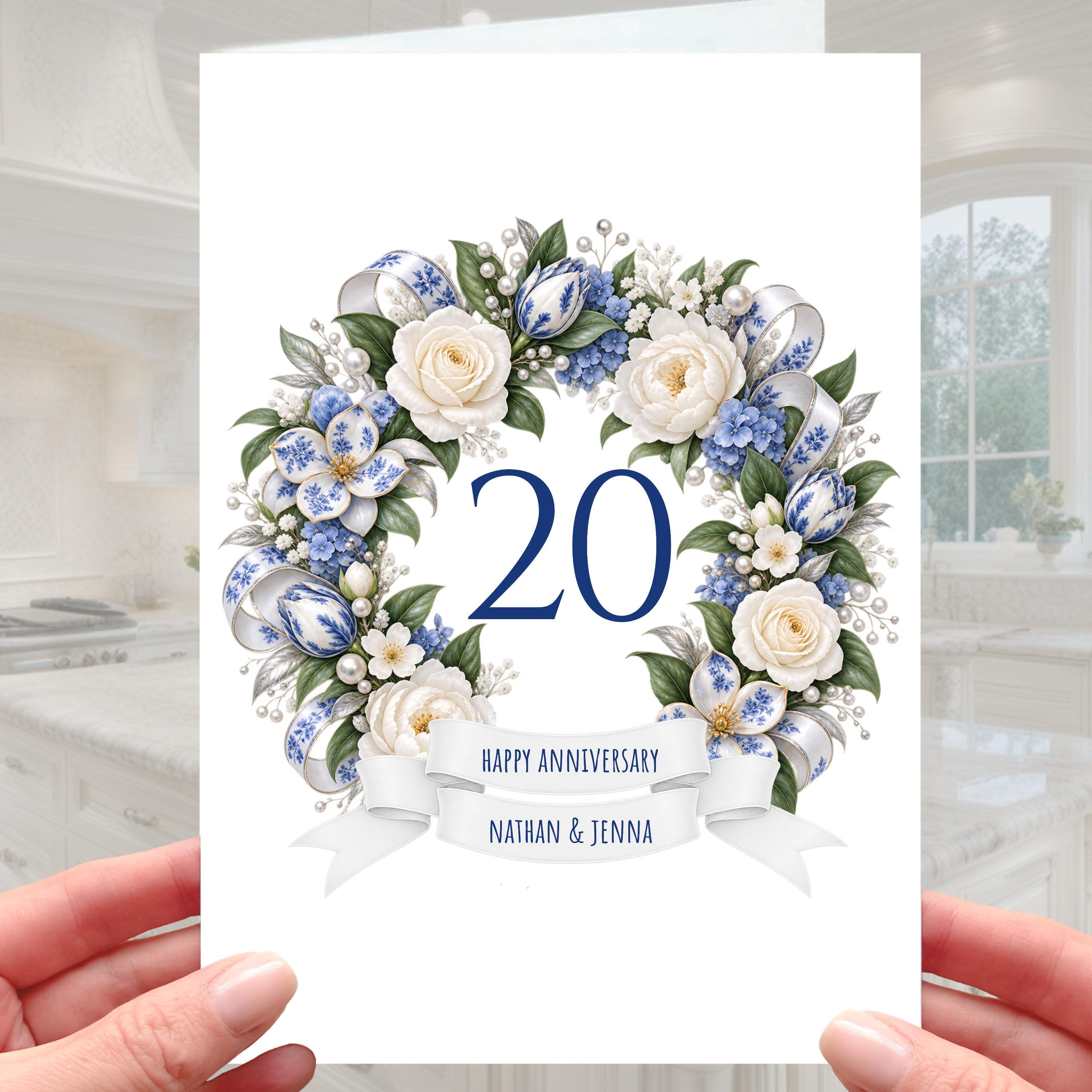 Happy 20th Anniversary Card - Personalised China Wedding 20 years