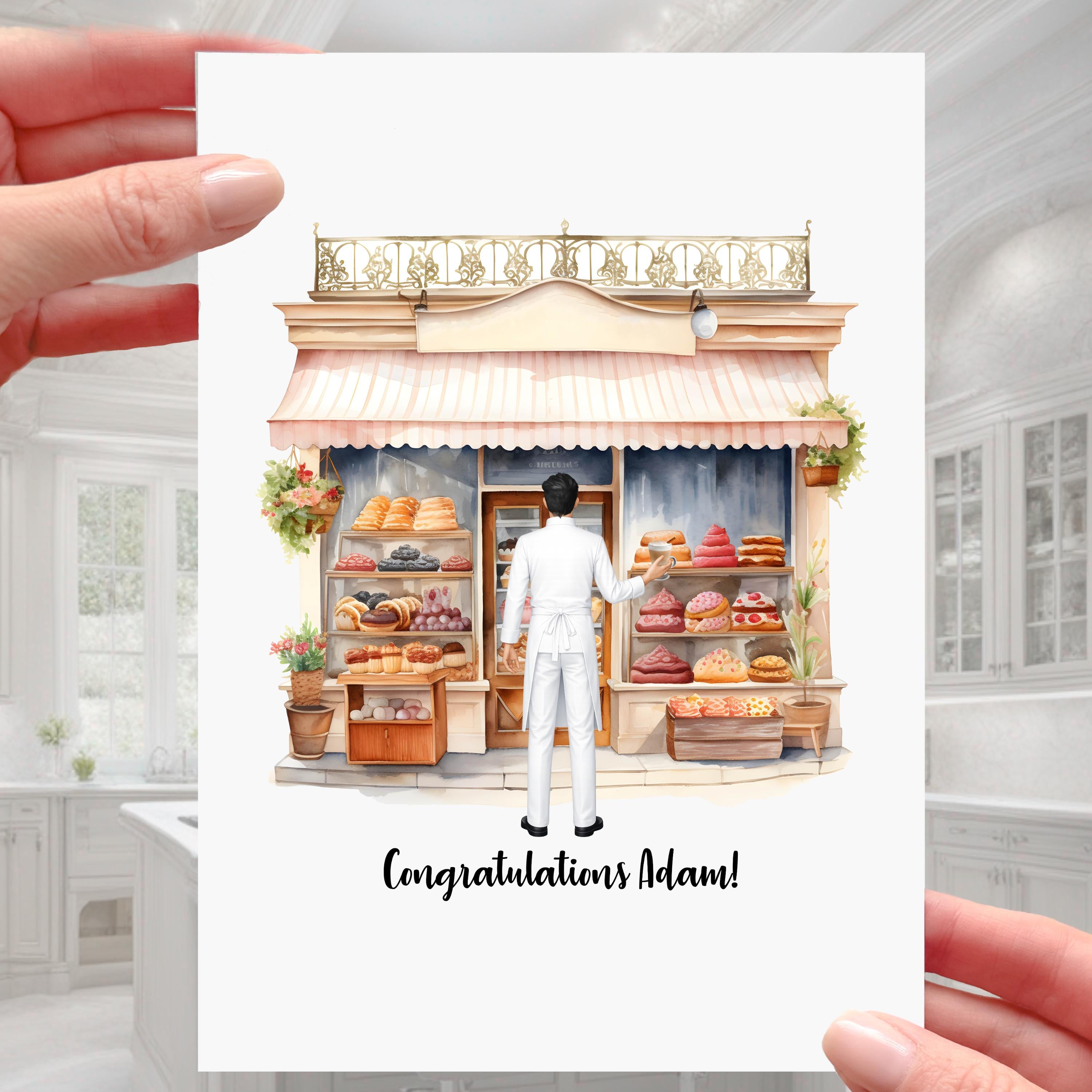 Baker New Job Card Personalised Bakery Congratulations Man