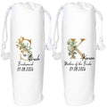 Wine Bottle Bag Personalised Eucalyptus Gold Monogram Bridesmaid Gift Maid of Honour Wedding