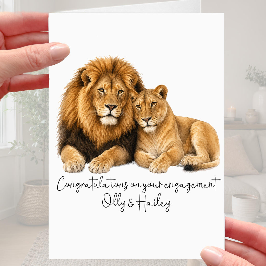 Lion Engagement Card Personalised Lioness