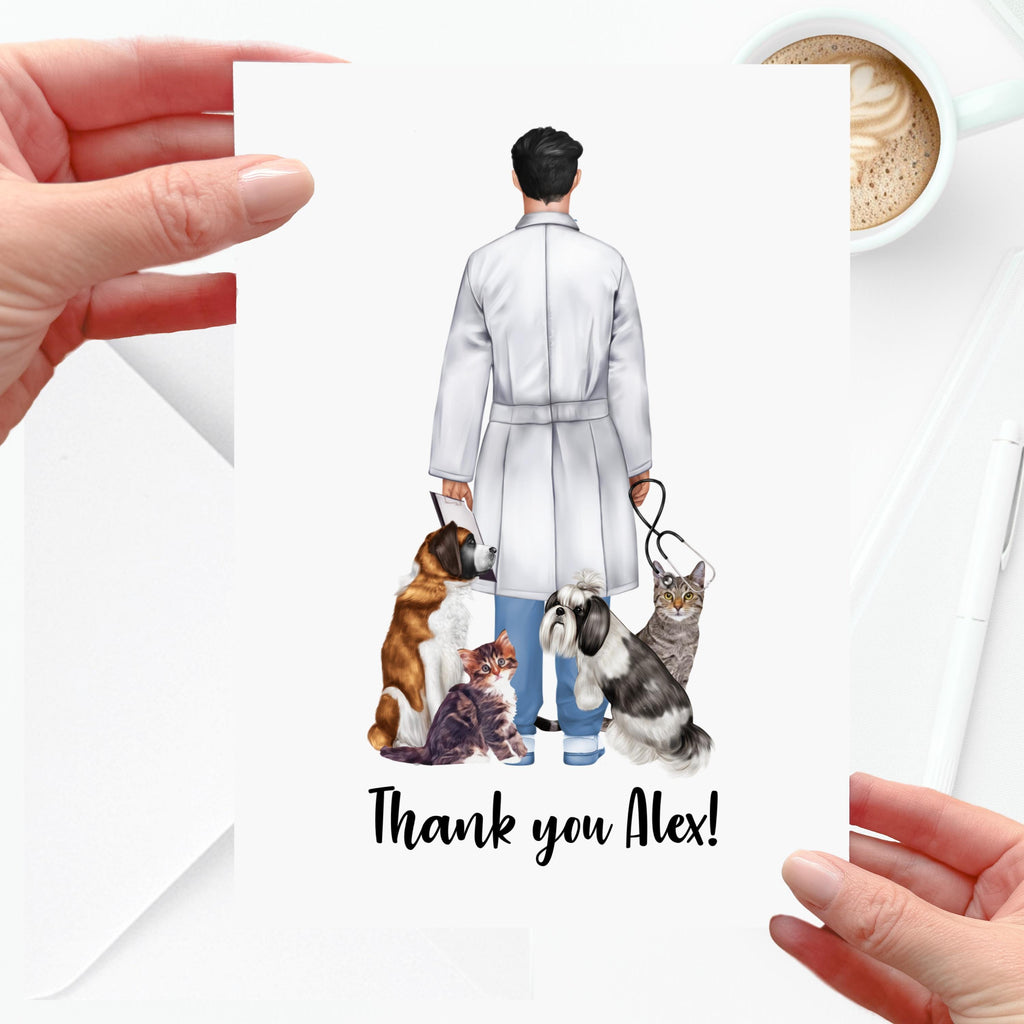 Vet Thank you card Personalised dog cat veterinarian tech