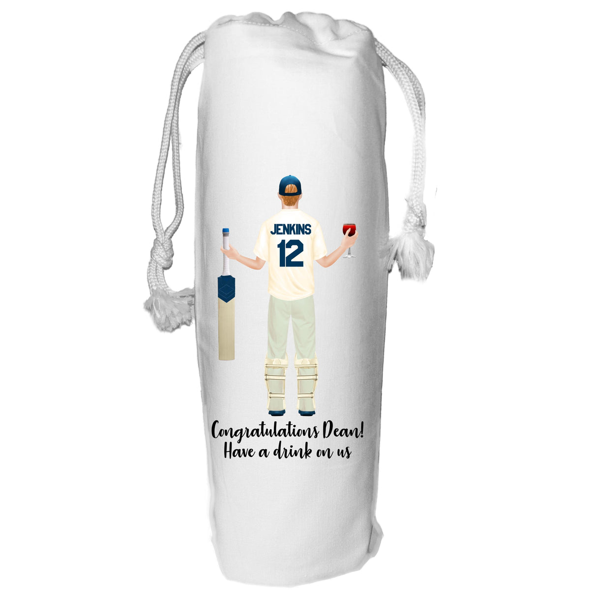 Cricket Wine Bag Personalised for him