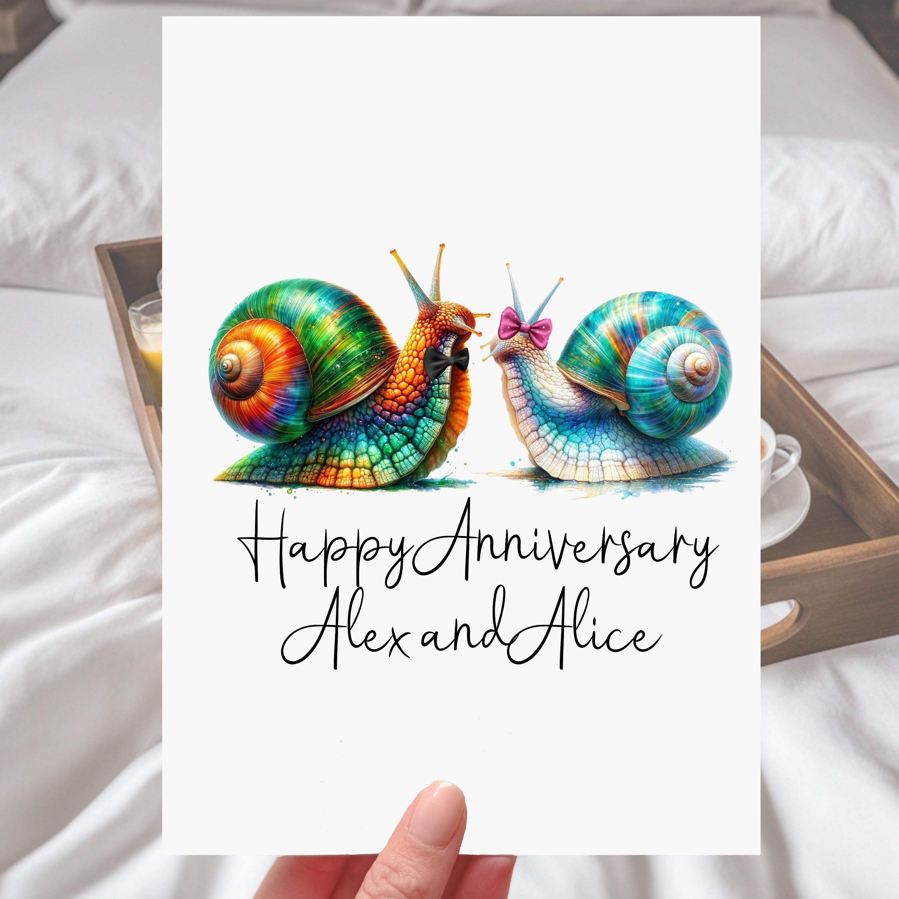 Snail Anniversary Card Personalised