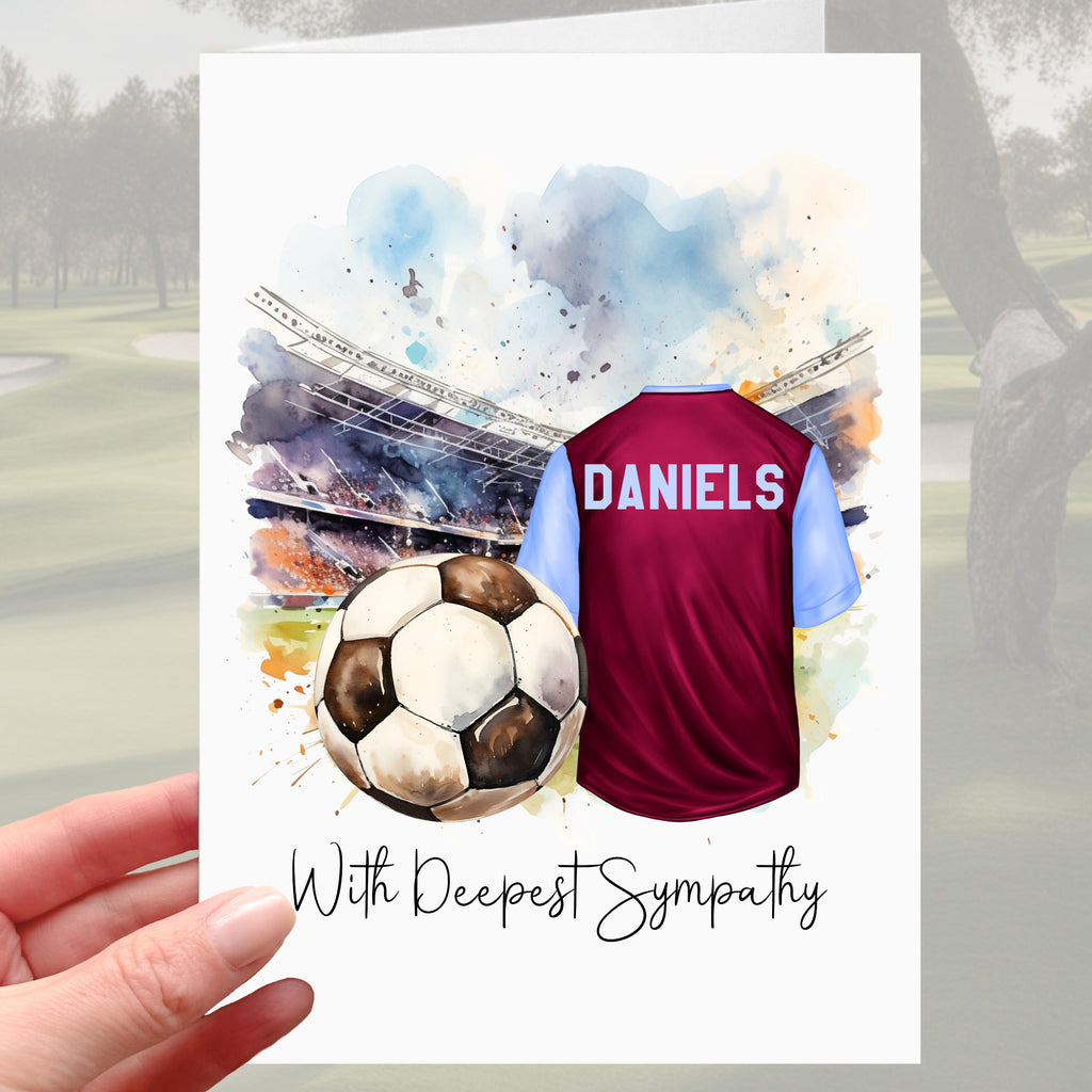 Football Sympathy Card West Ham Grief Mourning Soccer Aston Villa