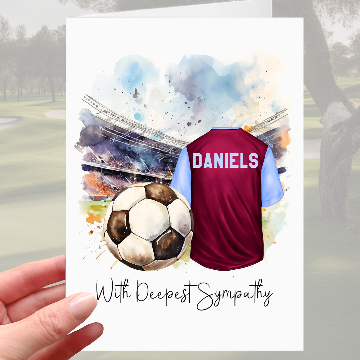 Football Sympathy Card West Ham Grief Mourning Soccer Aston Villa