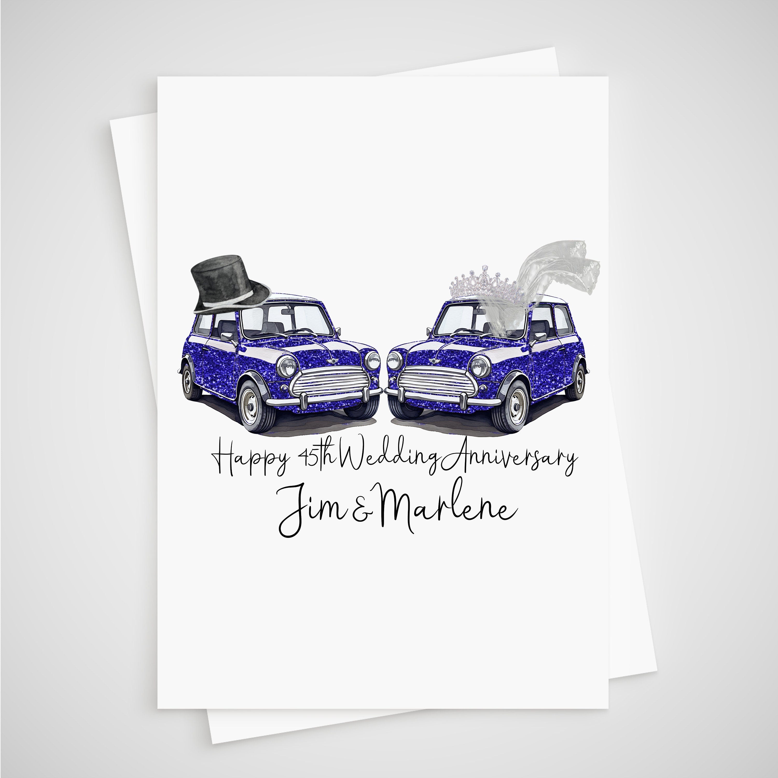 Mini 45th Anniversary Card Personalised Cooper Sapphire Car Bride Groom