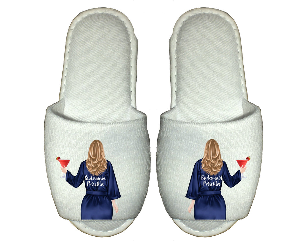 Personalized Bridesmaid Spa Slippers, Bride, Bridal Party Gift, Wedding Morning, Getting Ready Gift