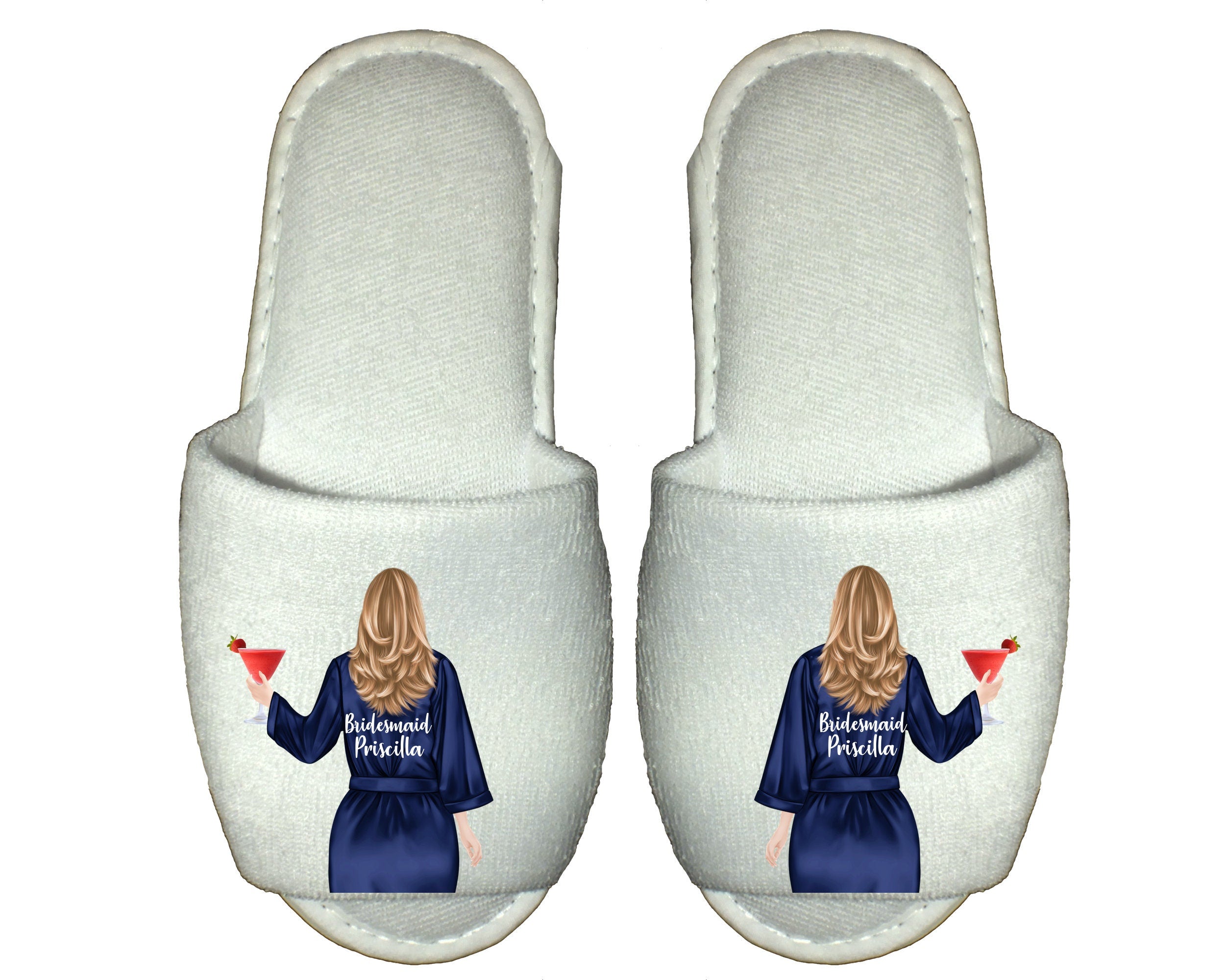 Personalized Bridesmaid Spa Slippers, Bride, Bridal Party Gift, Wedding Morning, Getting Ready Gift