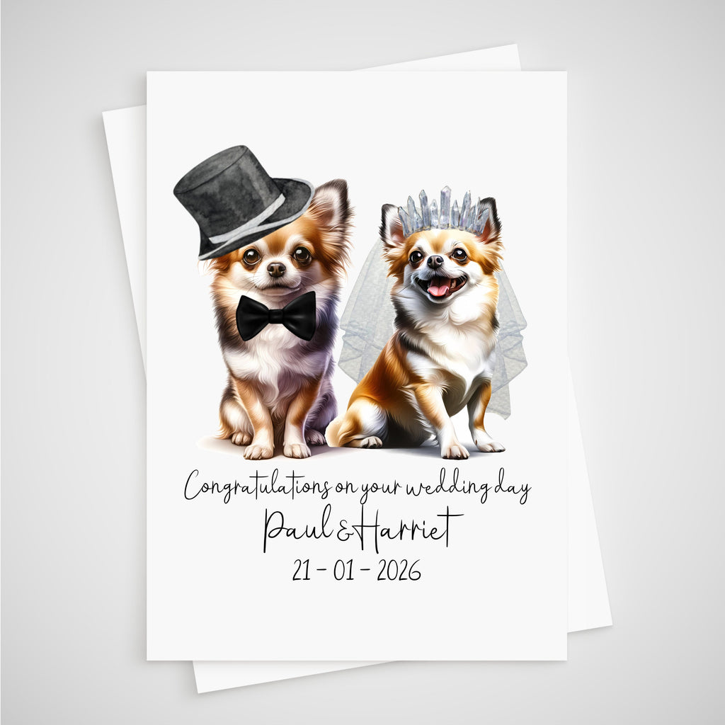 Chihuahua Wedding Card Personalised Bride & Groom Dog