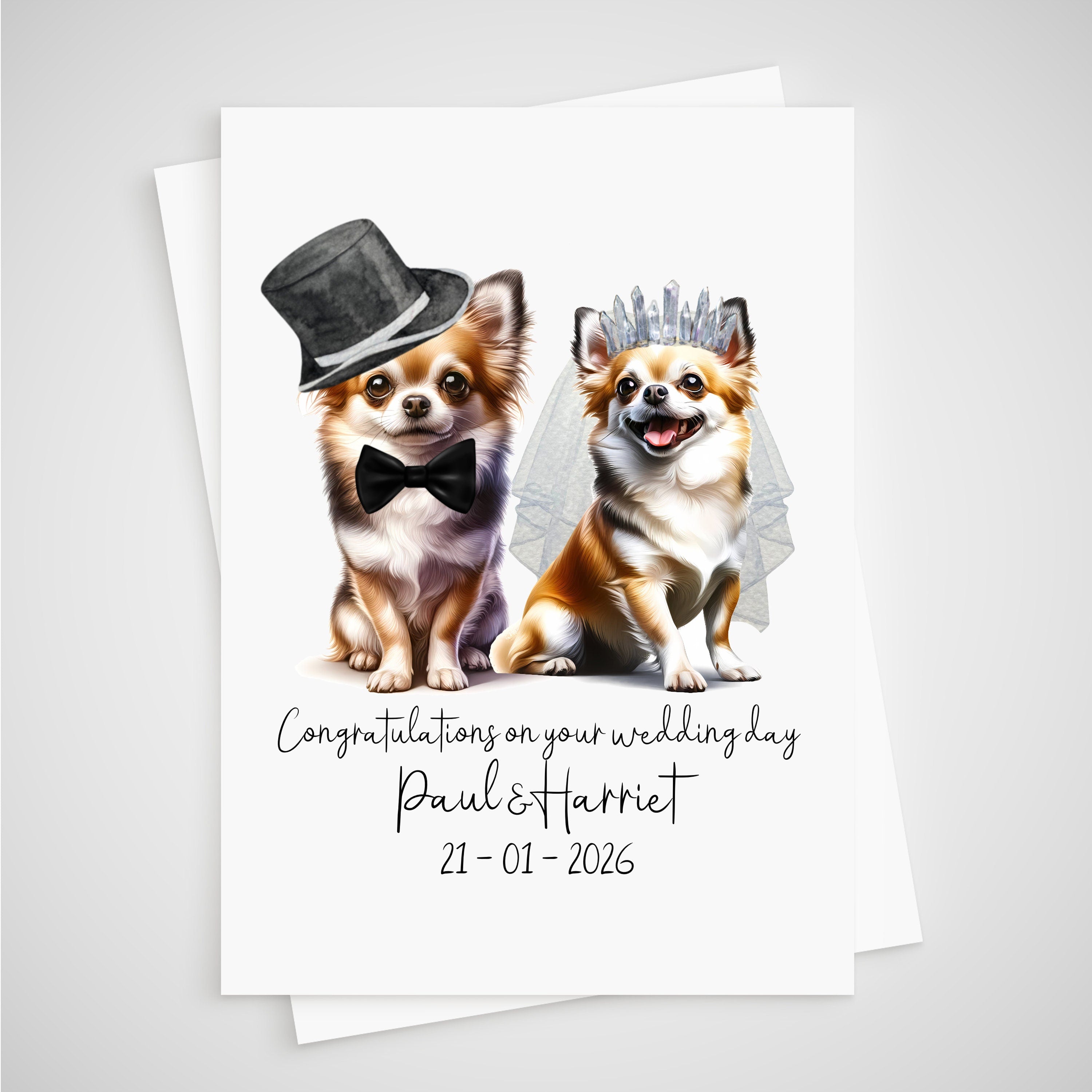 Chihuahua Wedding Card Personalised Bride & Groom Dog