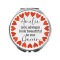 Personalized Heart Compact Mirror, Gift for Girlfriend