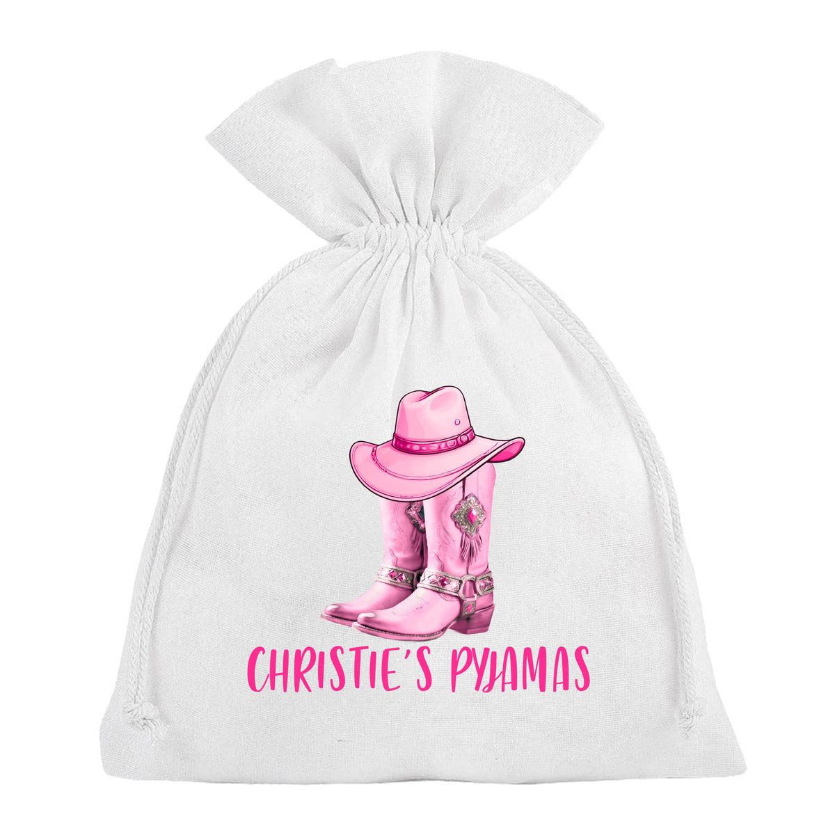 Cowgirl Pyjama Bag Personalised for Girls Cowboy Sleepover Slumber Party Pink
