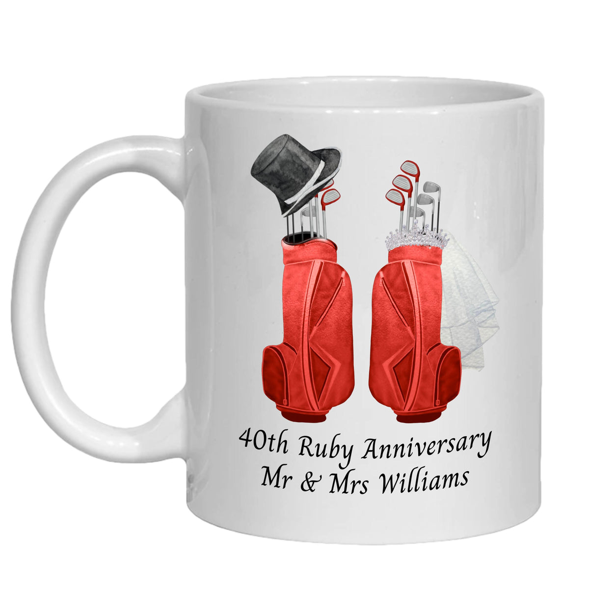 Personalised Golf 40th Ruby Anniversary Mug gift