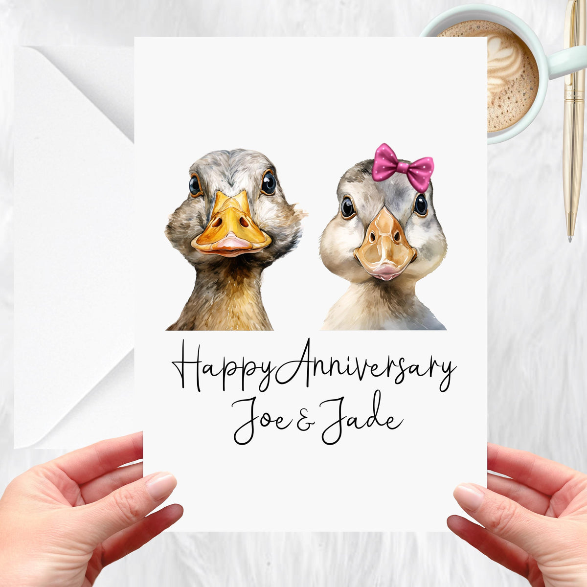 Duck Anniversary Card Personalised