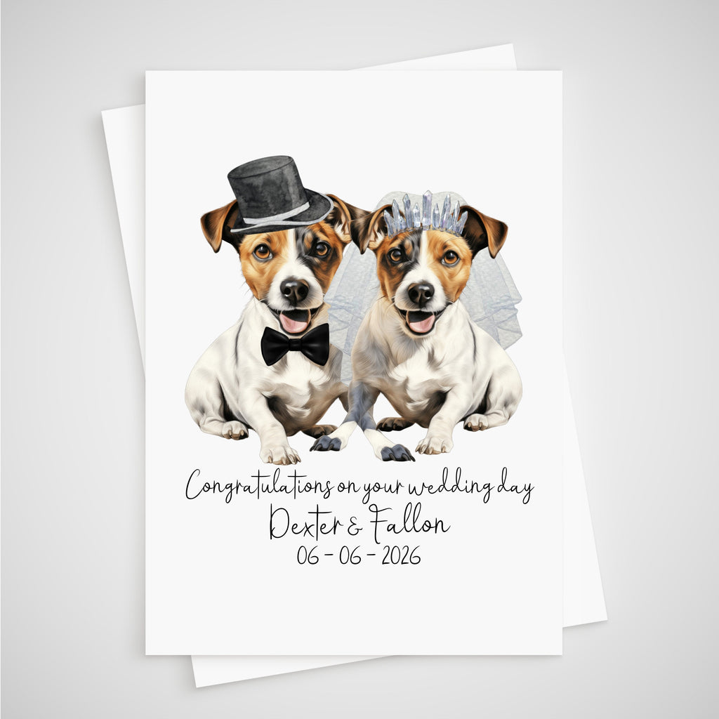 Jack Russell Wedding Card Personalised Bride & Groom Terrier Dog