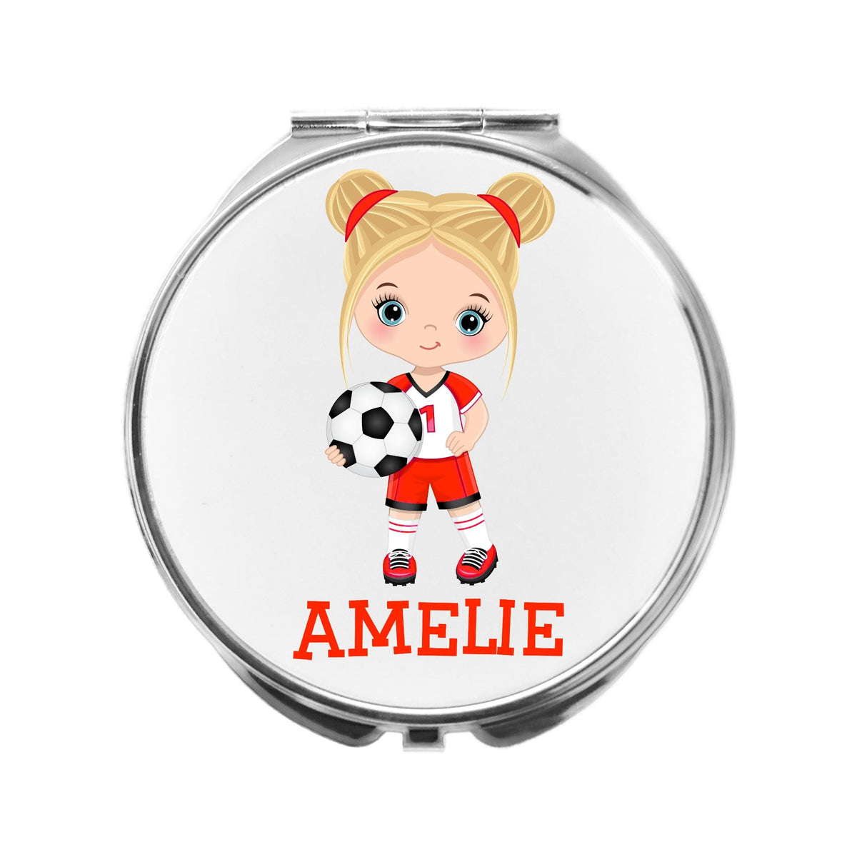 Personalised Football Girl Compact Mirror Soccer Ladies Soccer