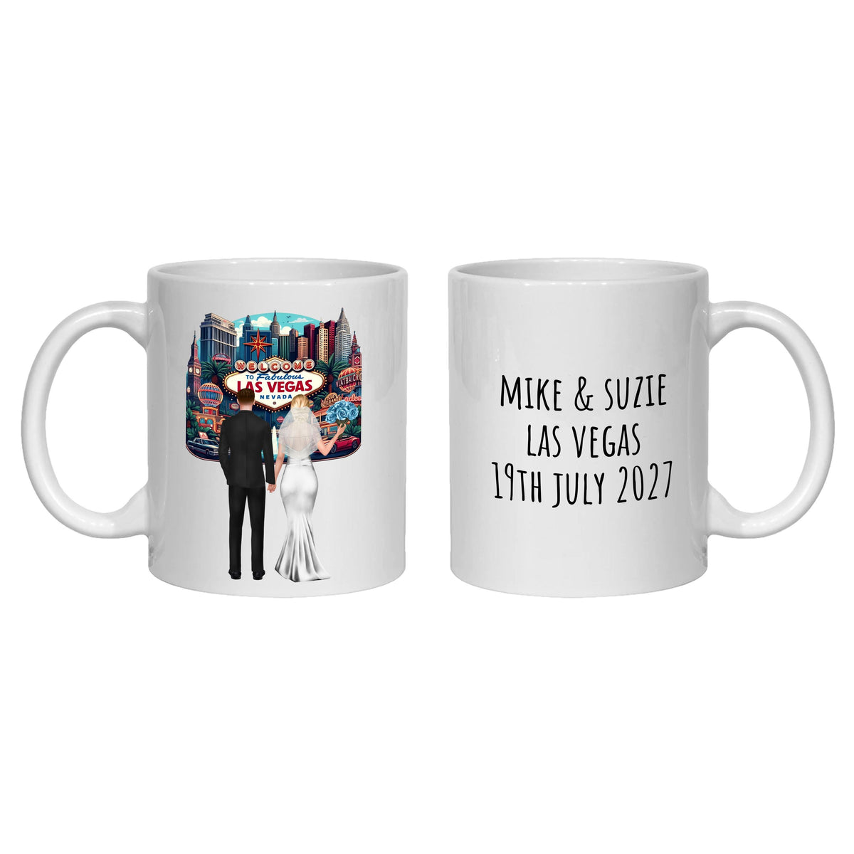 Personalized Las Vegas Wedding Mug gift for Bride & Groom