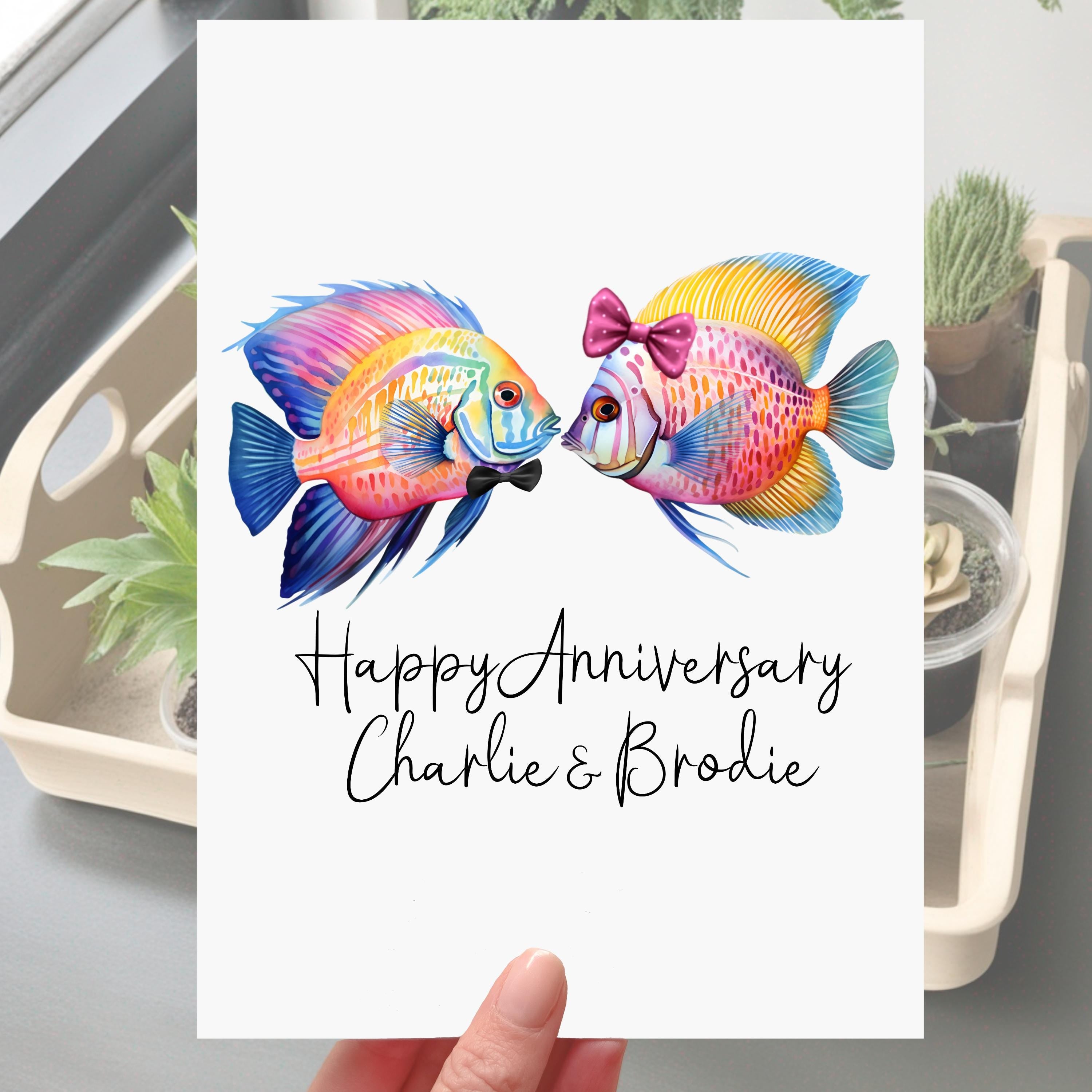 Tropical Fish Anniversary Card Personalised