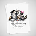 Racoon Anniversary Card Personalised Trash Can