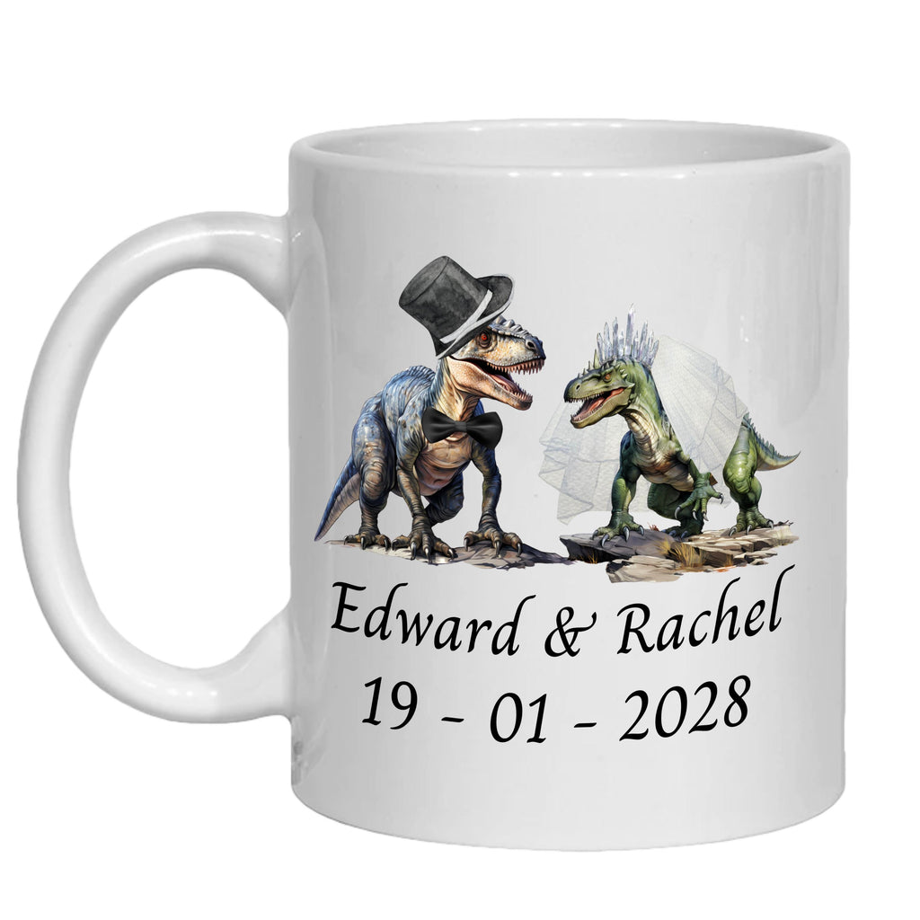 Personalised Dinosaur Wedding Mug - Wedding gift for Bride & Groom