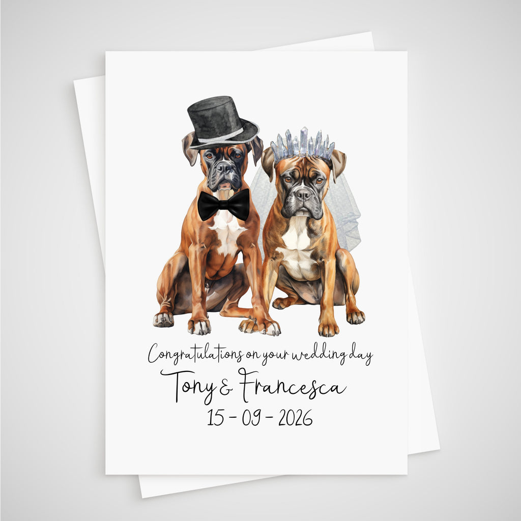 Boxer Dog Wedding Card Personalised Bride & Groom