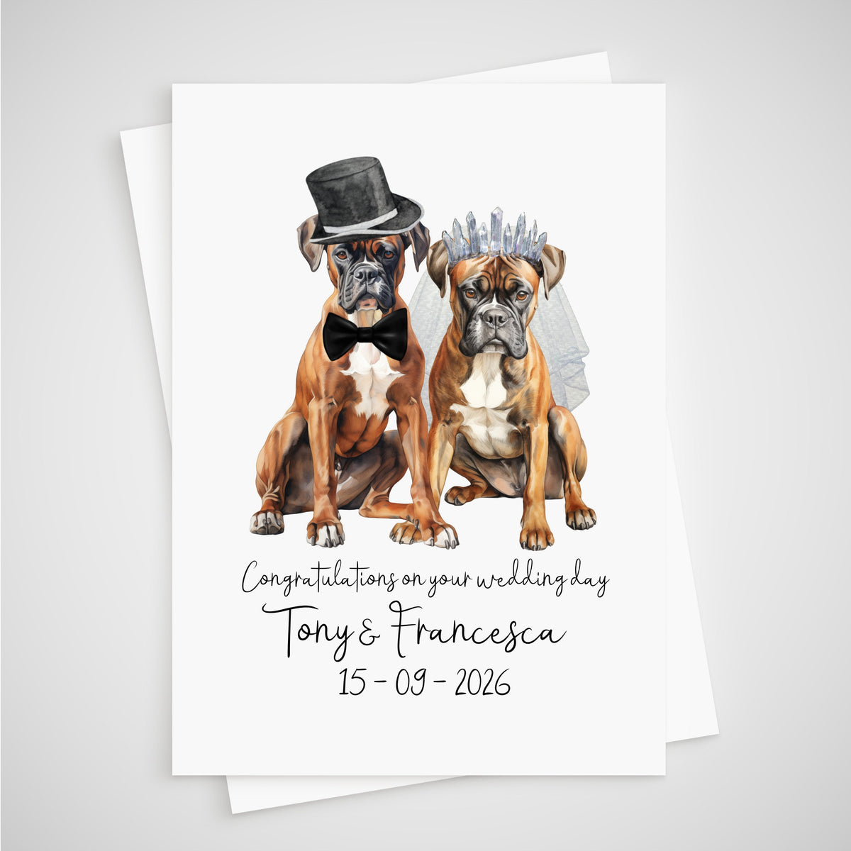 Boxer Dog Wedding Card Personalised Bride & Groom