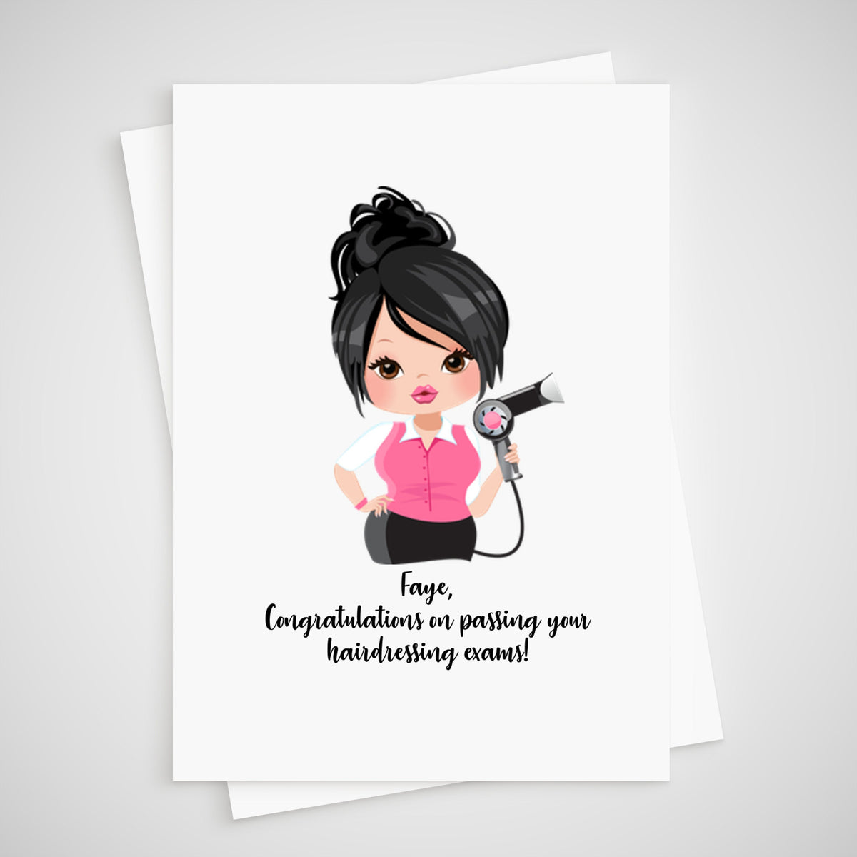 Hairdresser Congratulatons Card Personalised passing exams qualified