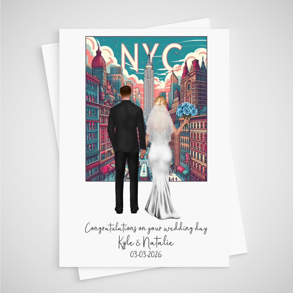 New York Wedding Card Personalised Bride & Groom NYC