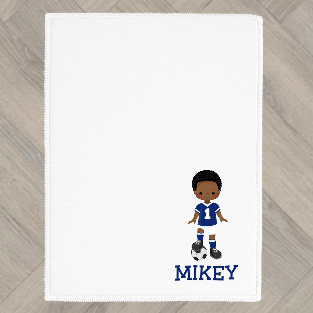 Boys Football Towel Personalised Soccer Blue Red