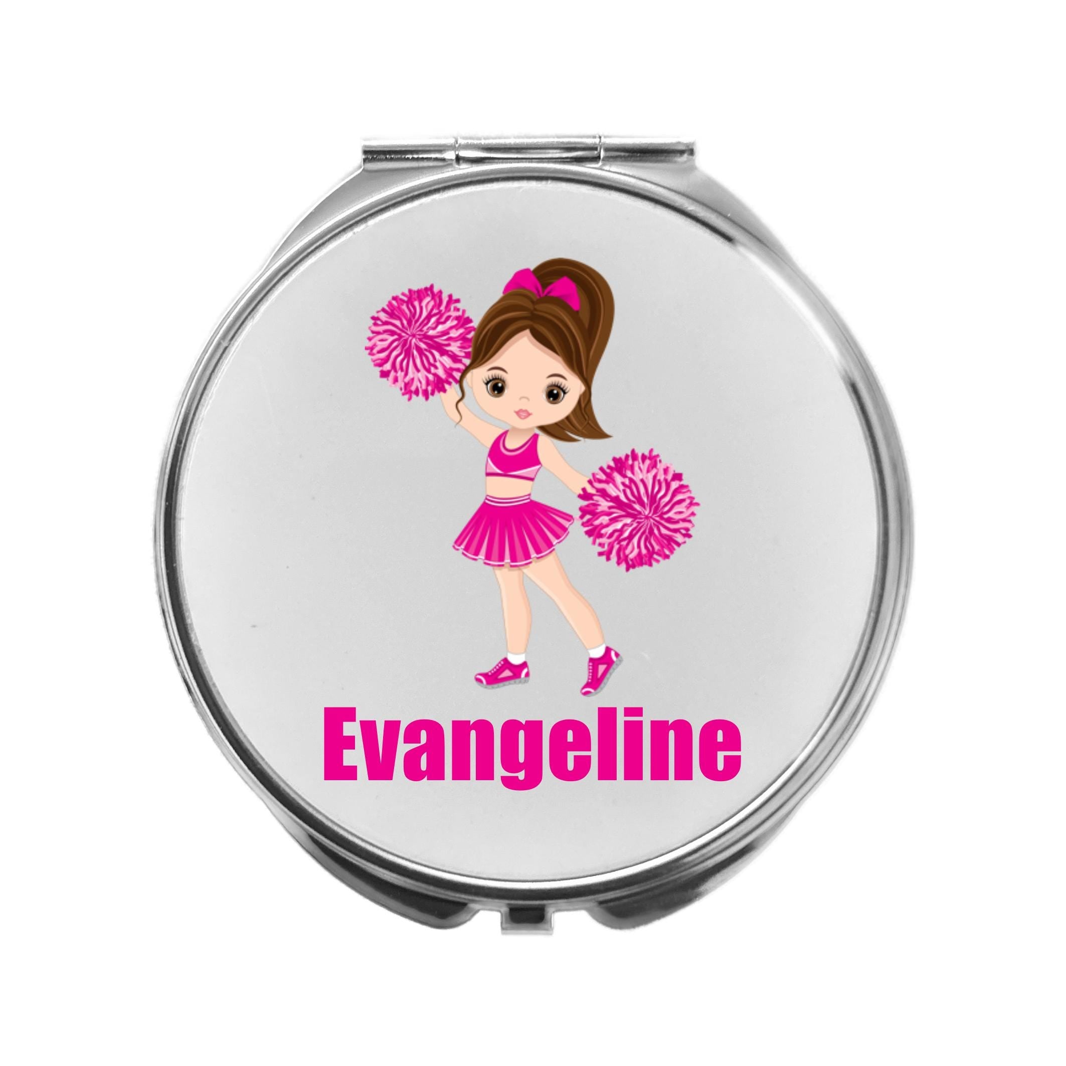 Cheerleader Mirror Compact Personalised Pink
