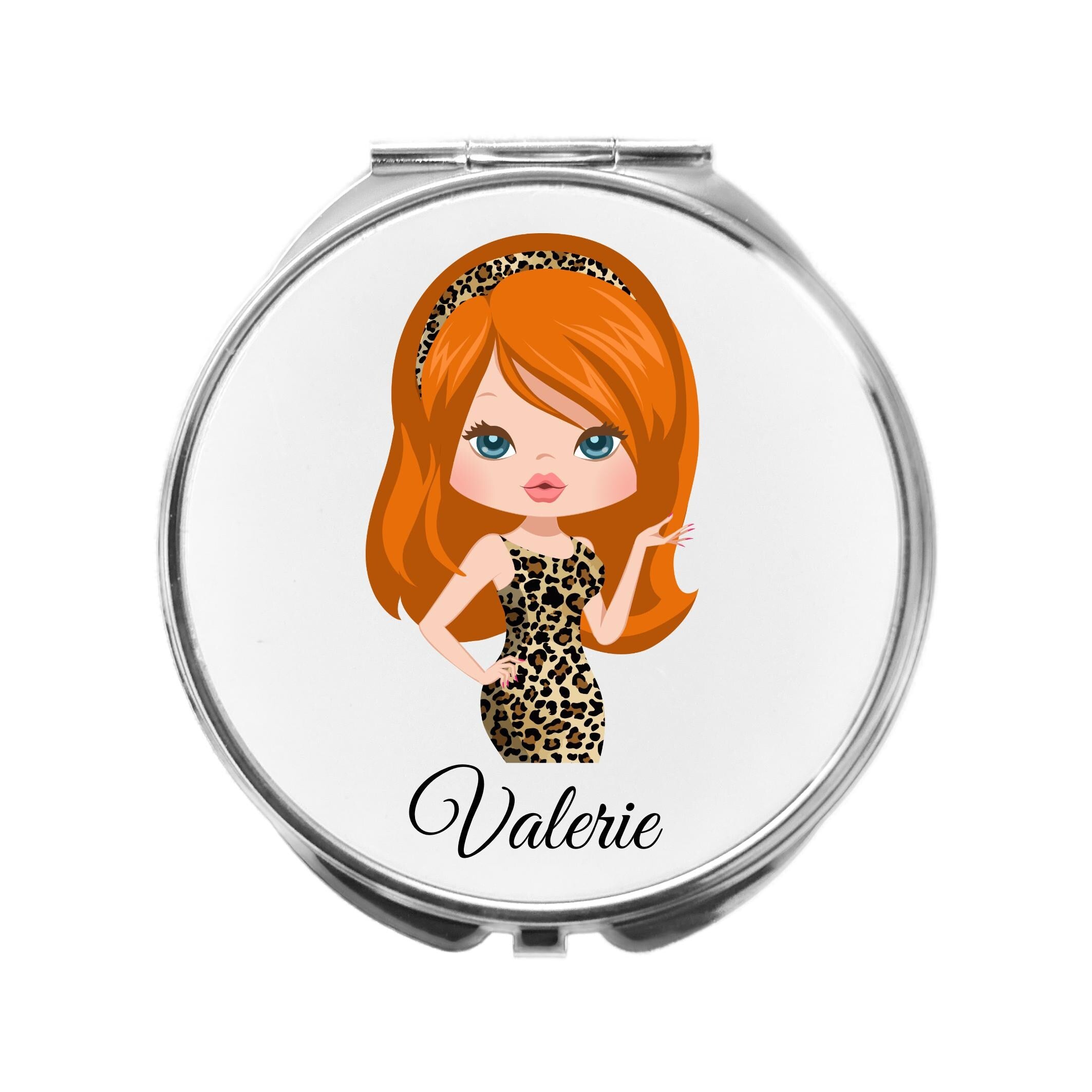 Personalized Leopard Print Compact Mirror, Friend Gift