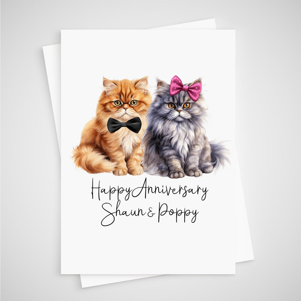 Persian Cat Anniversary Card Personalised