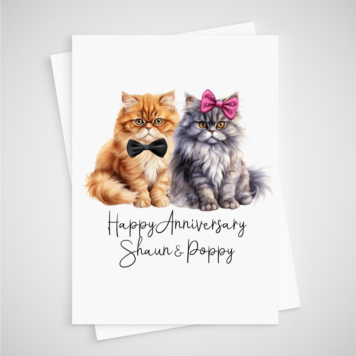 Persian Cat Anniversary Card Personalised